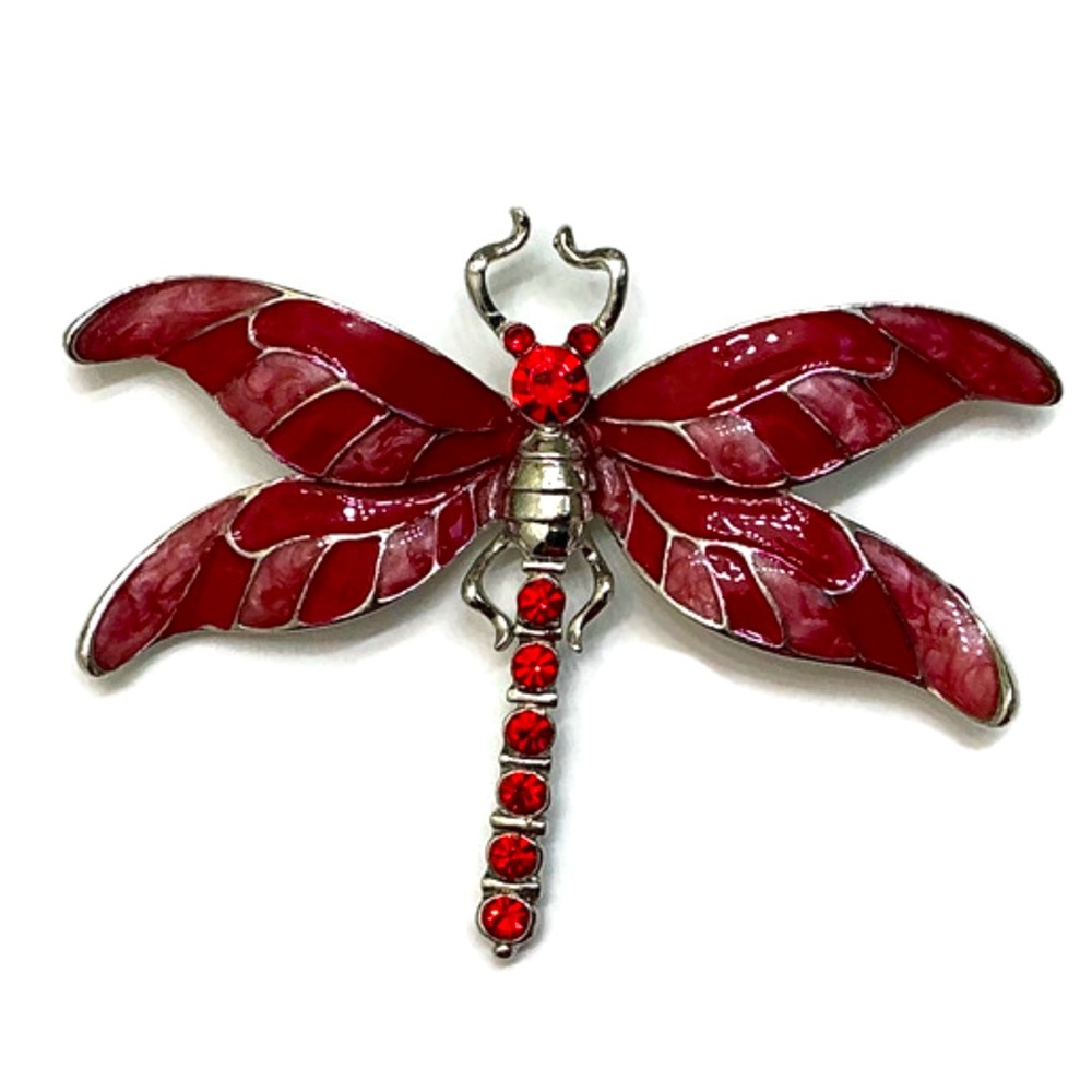 Red Dragonfly/Moth/ Flying Insect Brooch